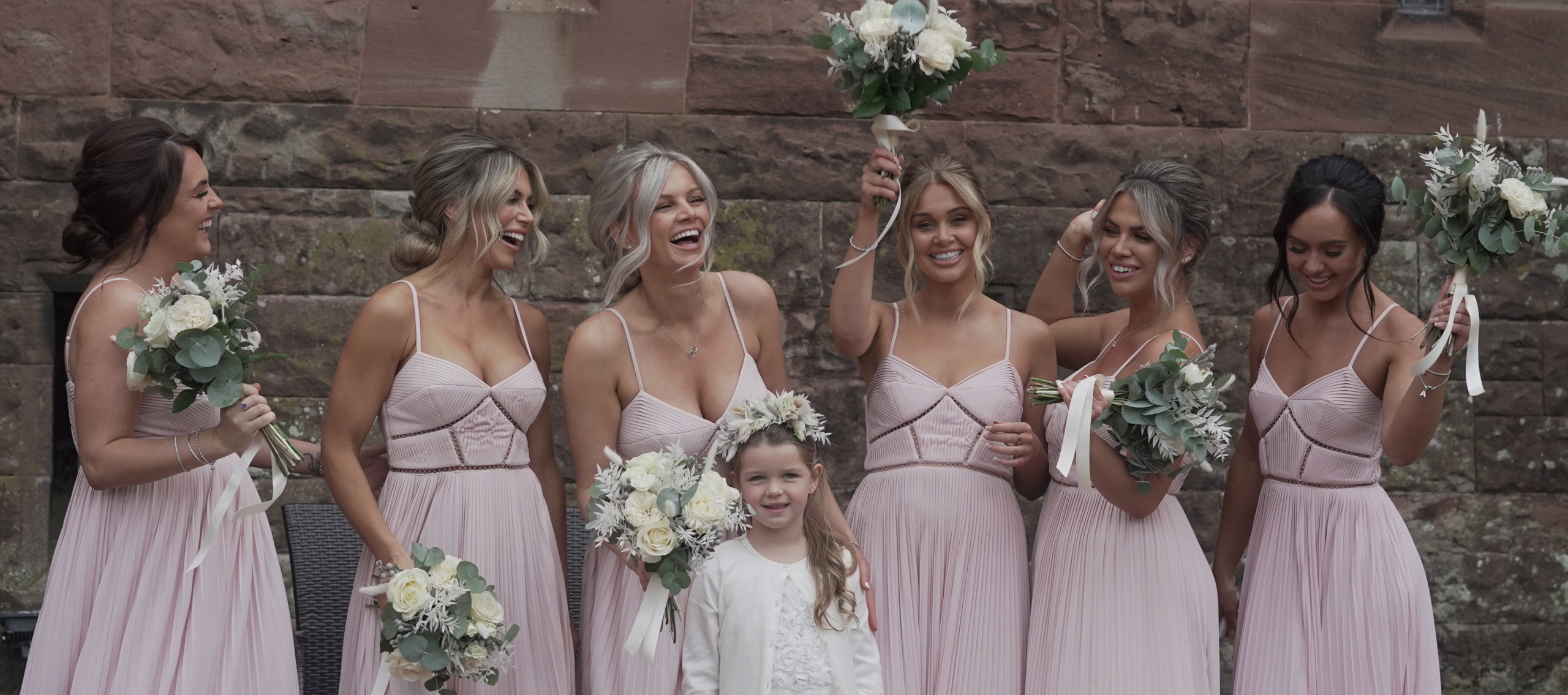 bridesmaids laughing